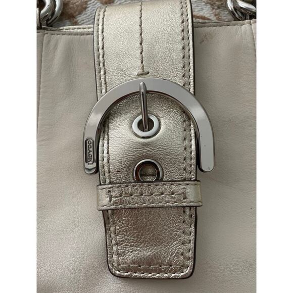 Coach Soho Ivory Shoulder Bag with Gold Straps Women's Casual Tote - Picture 2 of 11